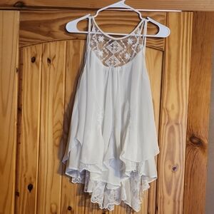Poof! Cream Lace Layered Tank Top